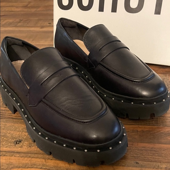 SCHUTZ Black Chunky Leather Loafers - Picture 2 of 6